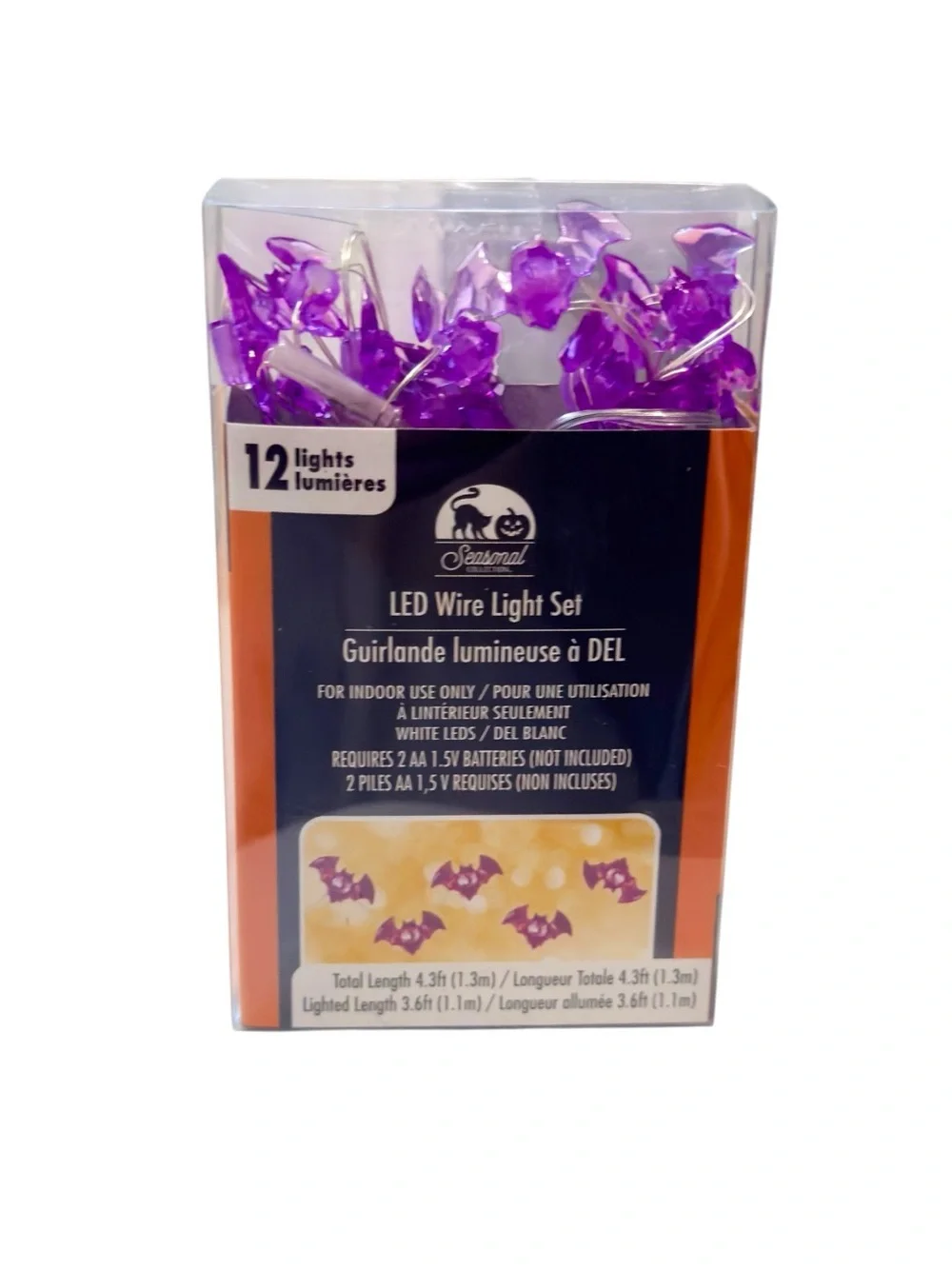 Seasonal Collection Halloween LED Purple Bats String Light Sets, 3 Pack NWT